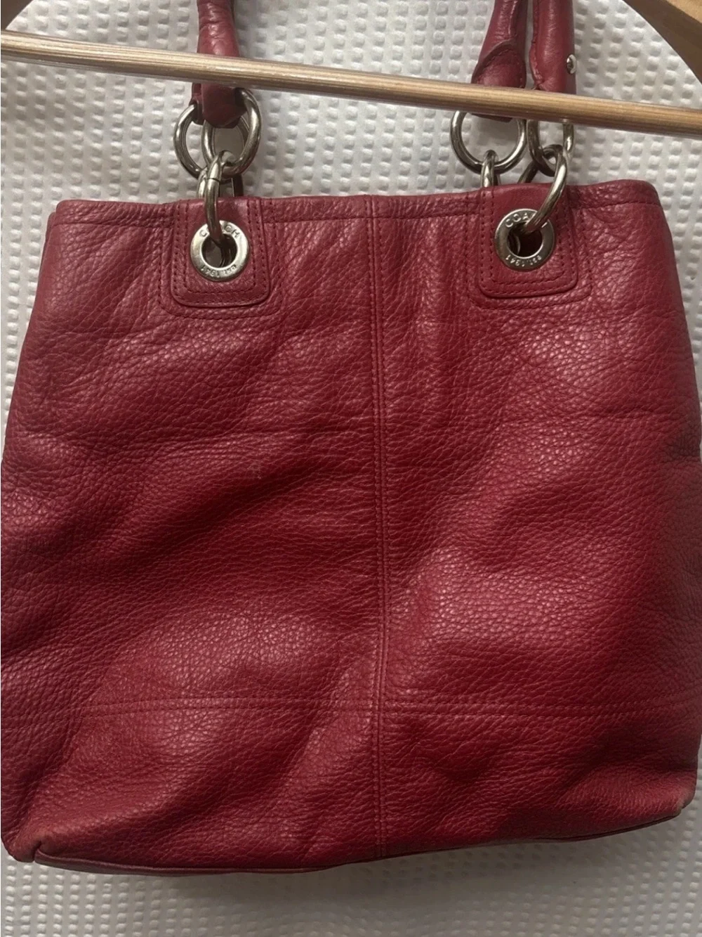 COACH Hampton F15694 handbag Pebble Leather/Red NO Hang Tag
